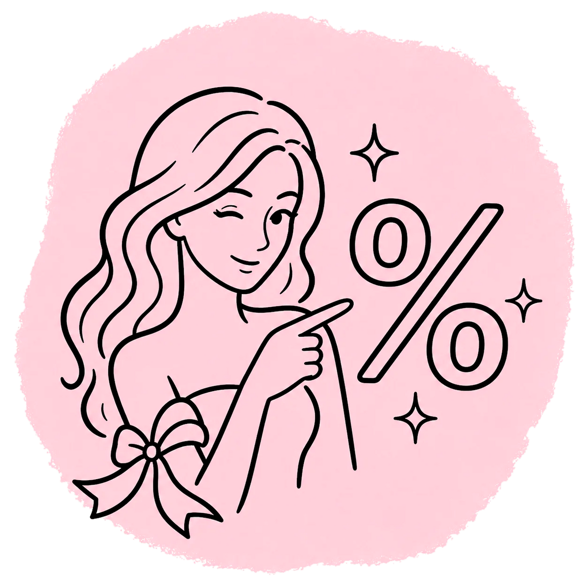 Woman pointing to a percentage symbol