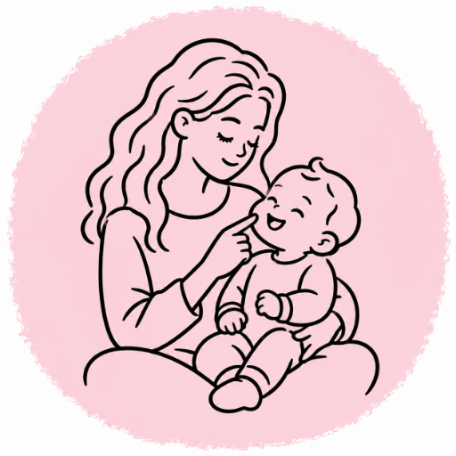 Mother gently stroking the cheek of her baby dressed in pyjamas