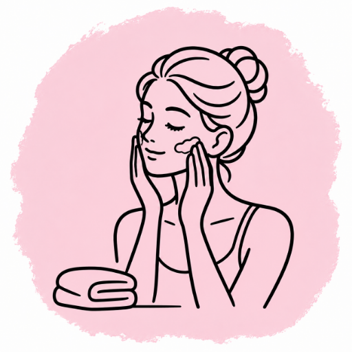 Woman pressing her palms gently to her cheeks