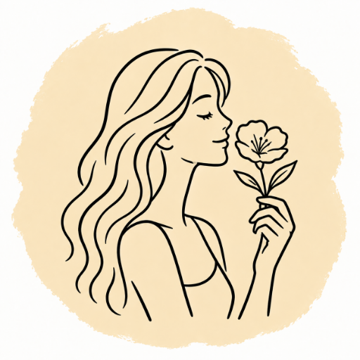 Woman holding an evening primrose flower near her face