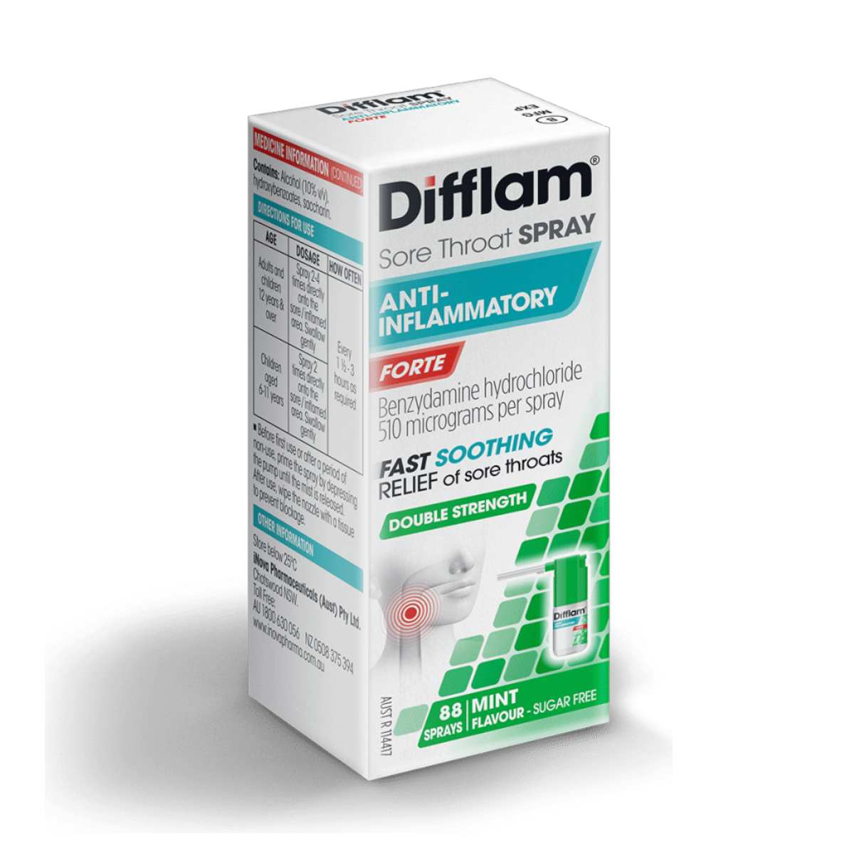 Difflam Forte 15ml Sore Throat Spray – Fast Anti-Inflammatory Relief | Mint Flavour | UpoLife®