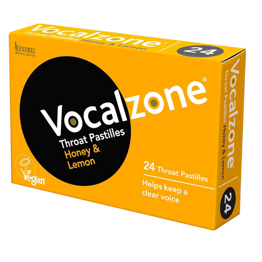 Vocalzone Throat Pastilles Honey & Lemon 24 Count | Voice & Throat Relief