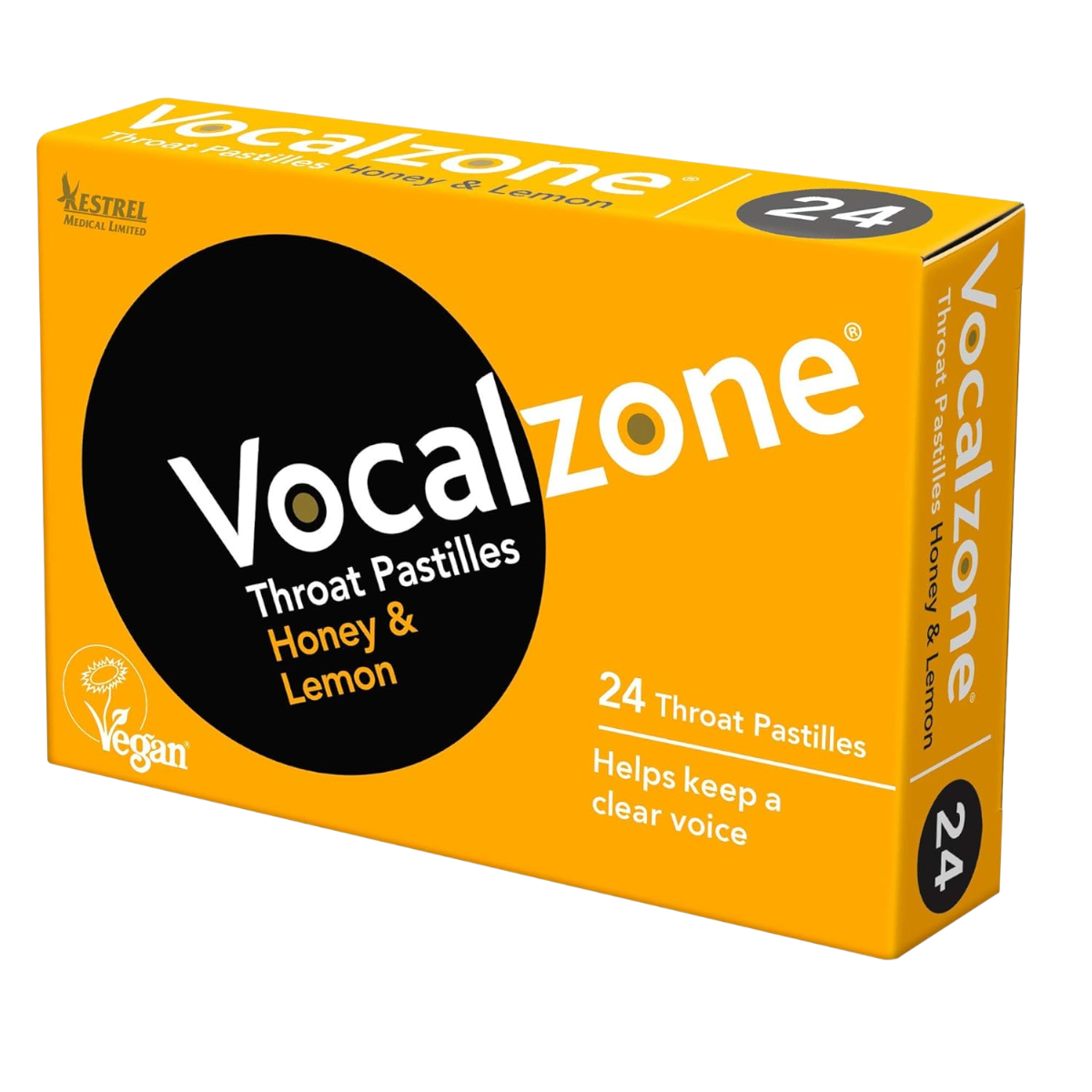 Vocalzone Throat Pastilles – Honey & Lemon (24 Count)