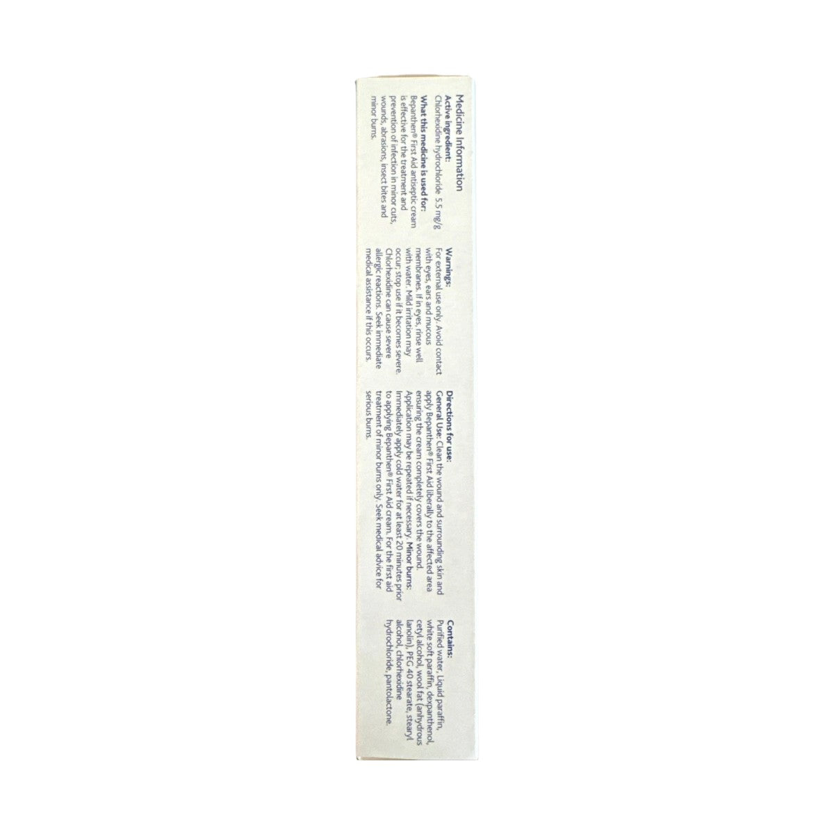 Bepanthen Cream 30g – Side Panel with Product Information