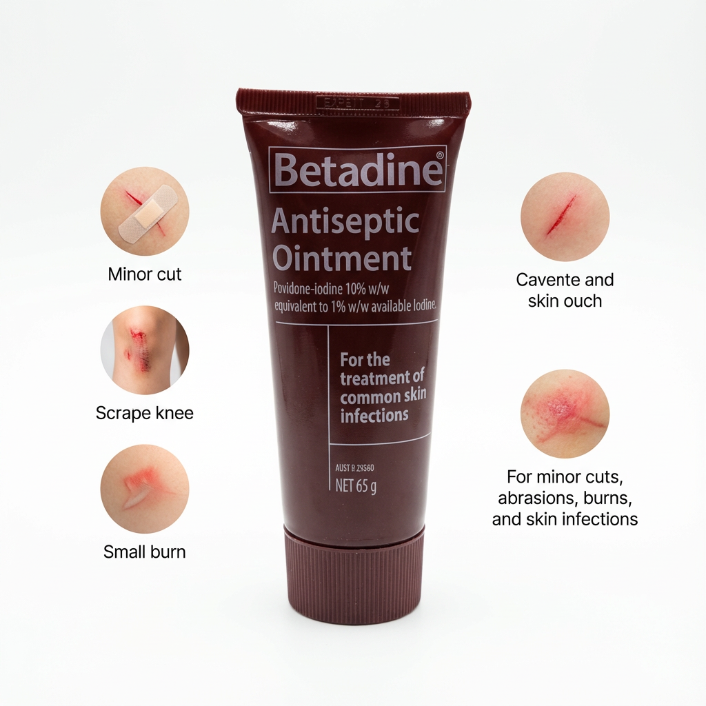 Betadine Antiseptic Ointment for Minor Cuts, Burns, Abrasions and Skin Infections