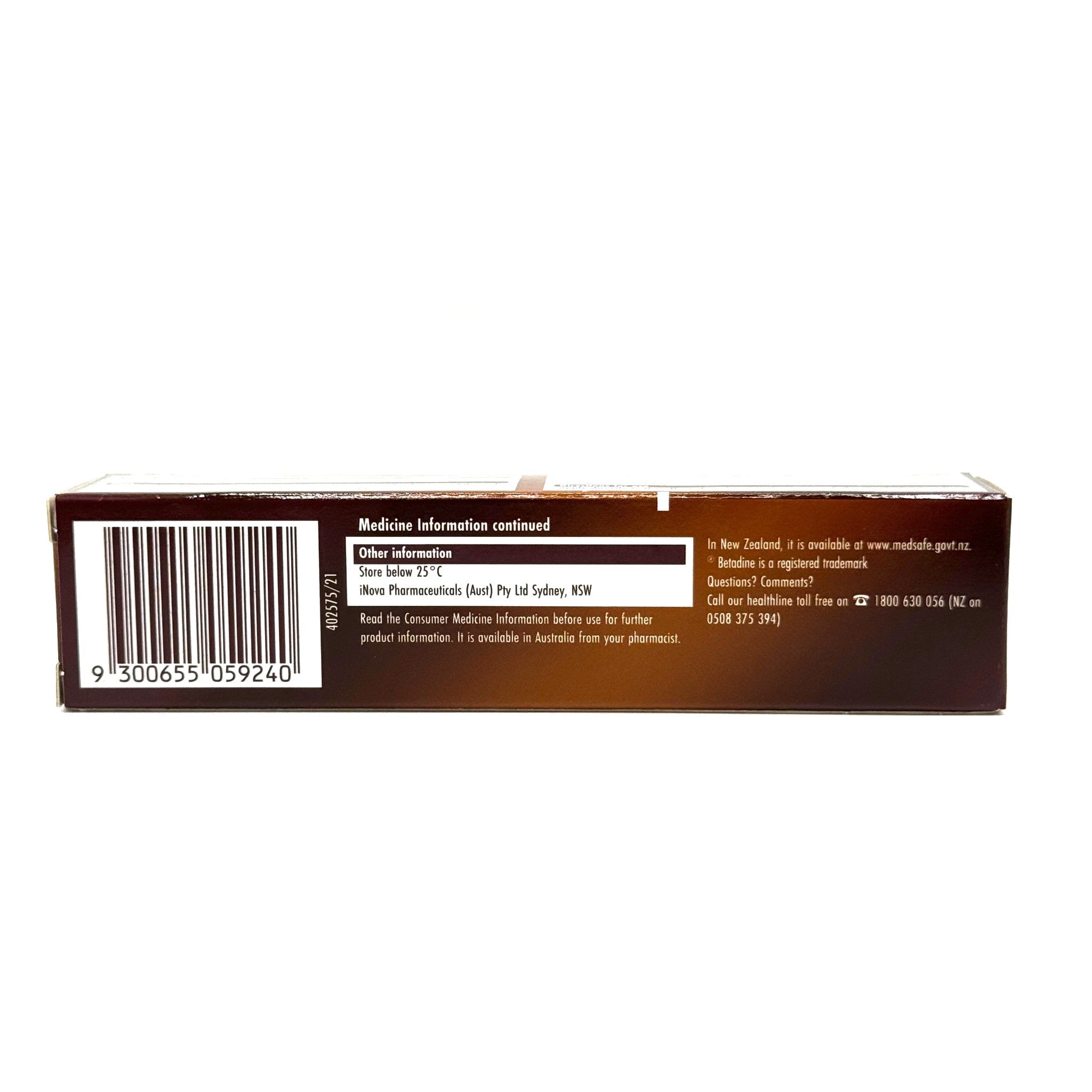 Betadine Antiseptic Ointment 25g packaging with barcode EAN 9300655059240