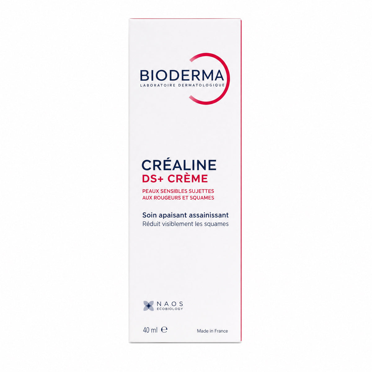 Bioderma Crealine DS+ Cream 40ml original product box front view for sensitive skin with redness and flaking