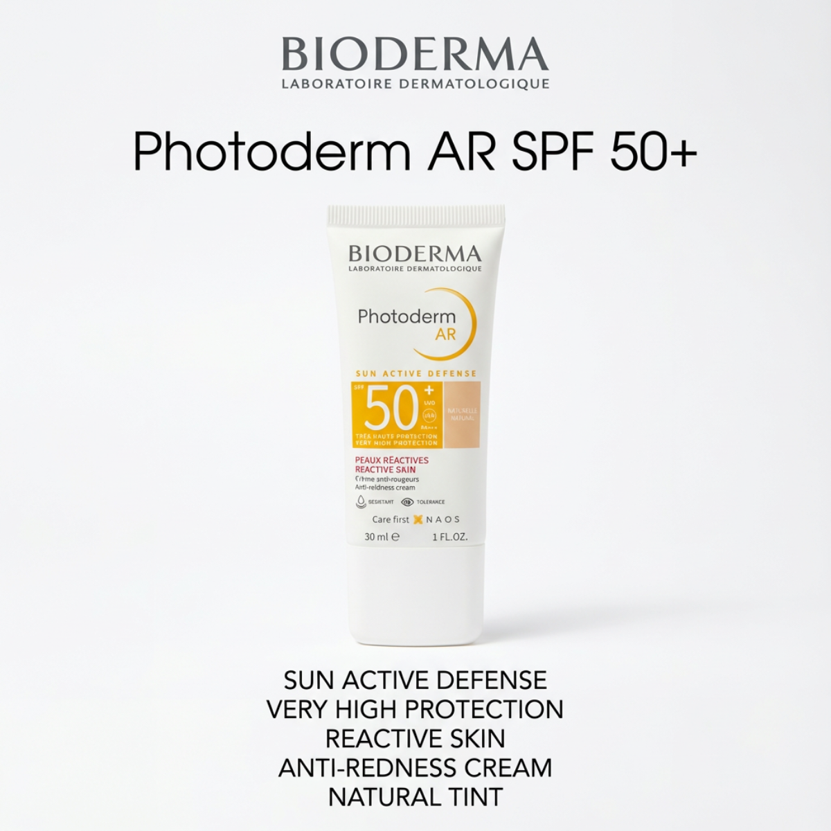 Bioderma Photoderm AR SPF 50+ sunscreen tube on a white background