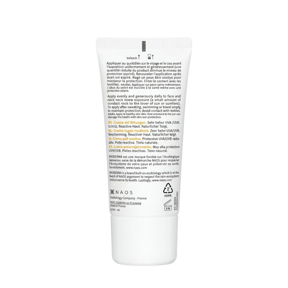Back label of Bioderma Photoderm AR SPF50+ Anti‑Redness cream 30 ml