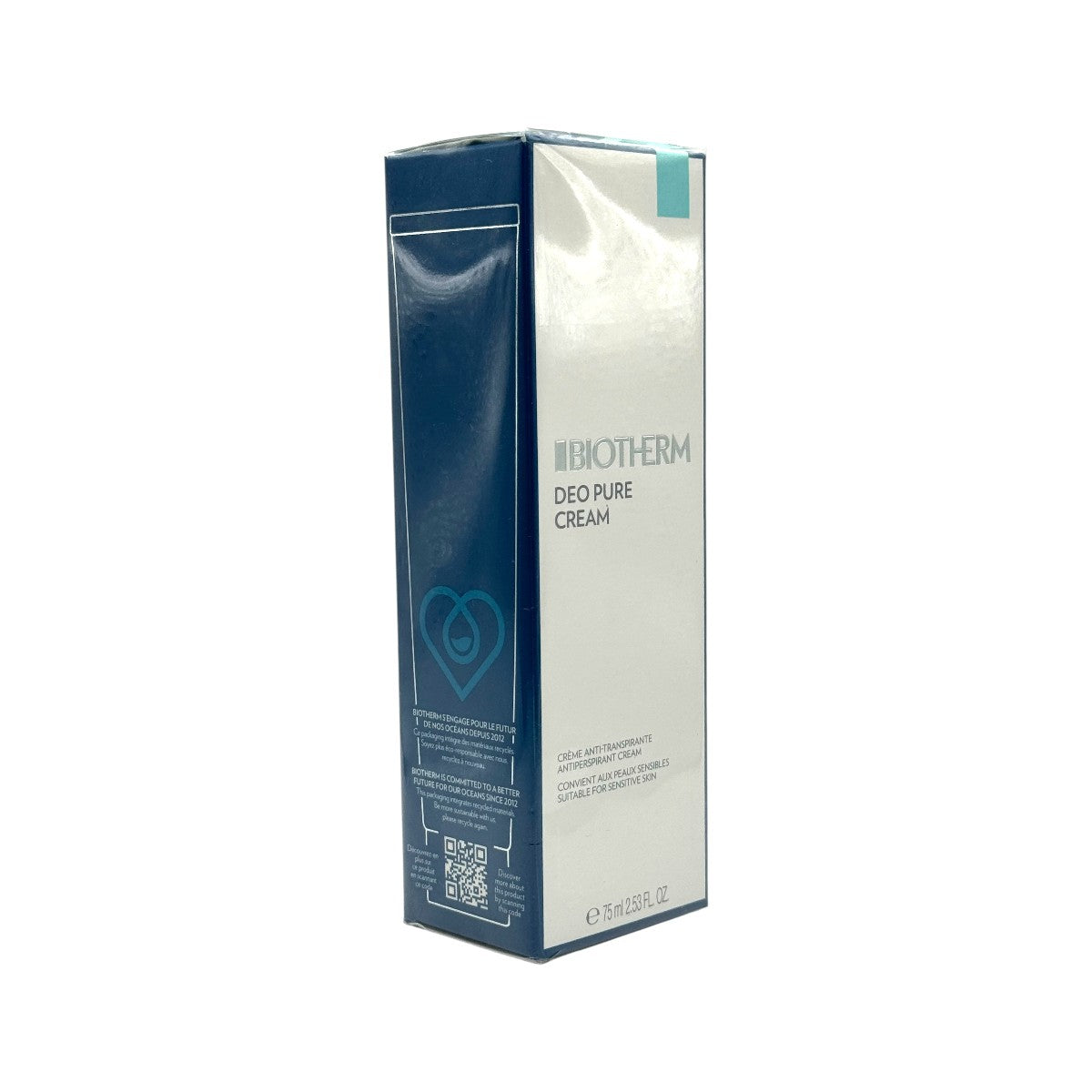 Biotherm Deo Pure Antiperspirant Cream 75ml packaging angled view