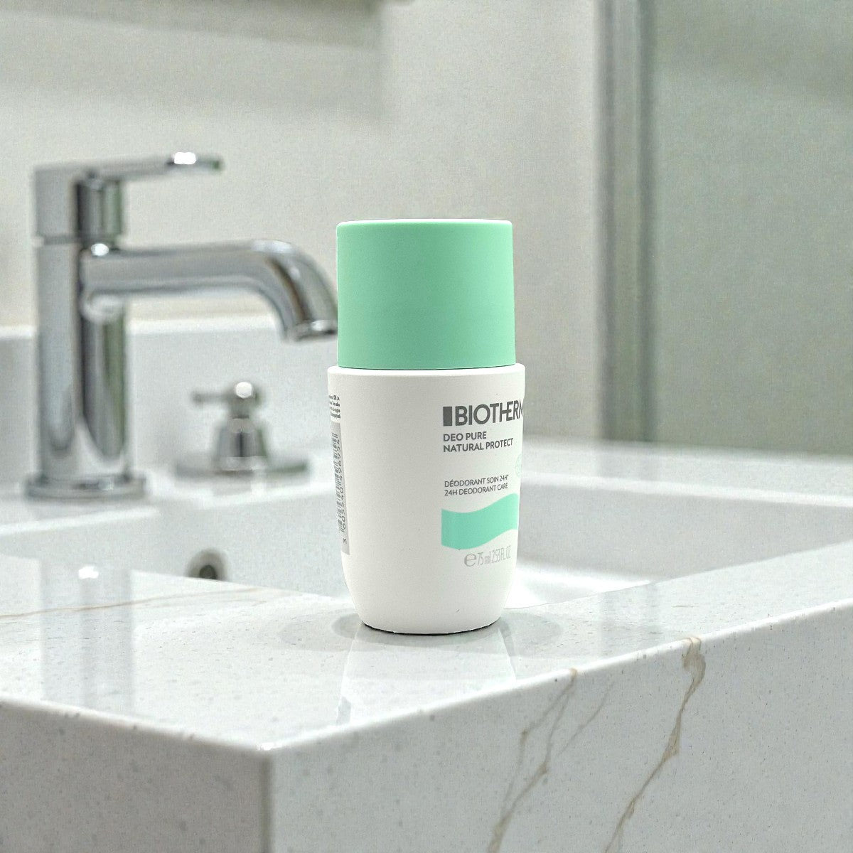 Biotherm Deo Pure Natural Protect 24H deodorant roll-on at an angle