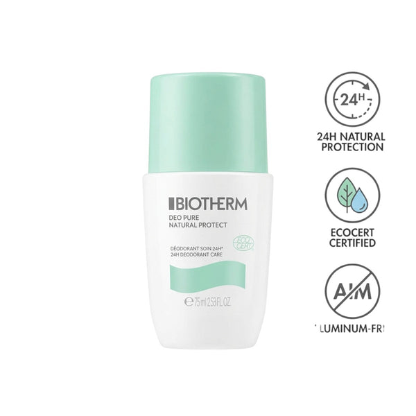 Biotherm Deo Pure Natural Protect roll-on deodorant with 24h protection, Ecocert certified, aluminum-free