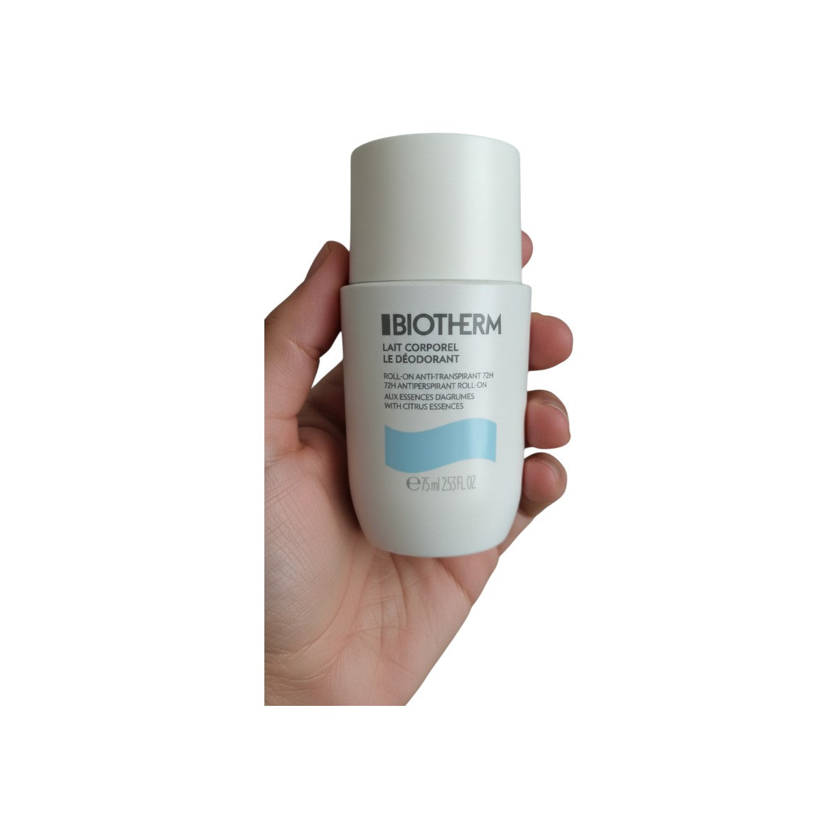 iotherm Lait Corporel 72H Antiperspirant Roll-On Deodorant 75ml in hand