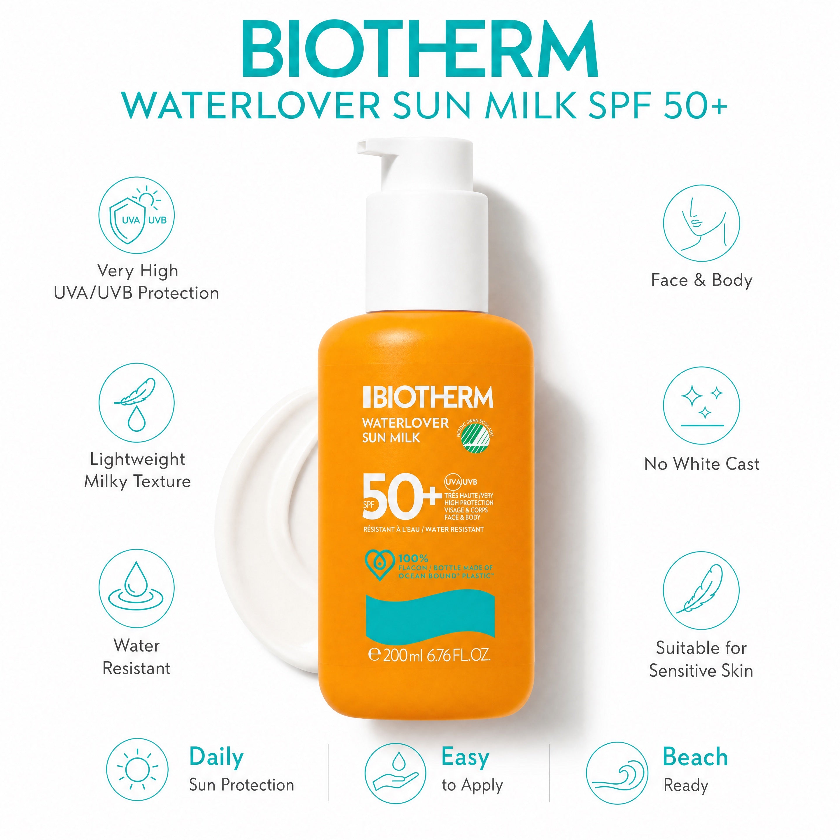 Biotherm Waterlover Sun Milk SPF50+ 200ml – Face and Body Benefits