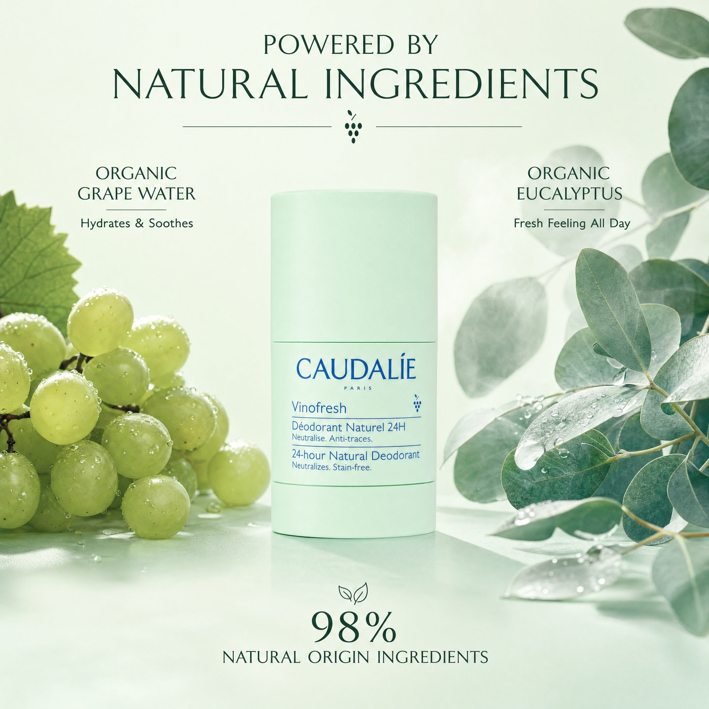 Caudalie Vinofresh Natural Deodorant – Organic Grape Water and Eucalyptus
