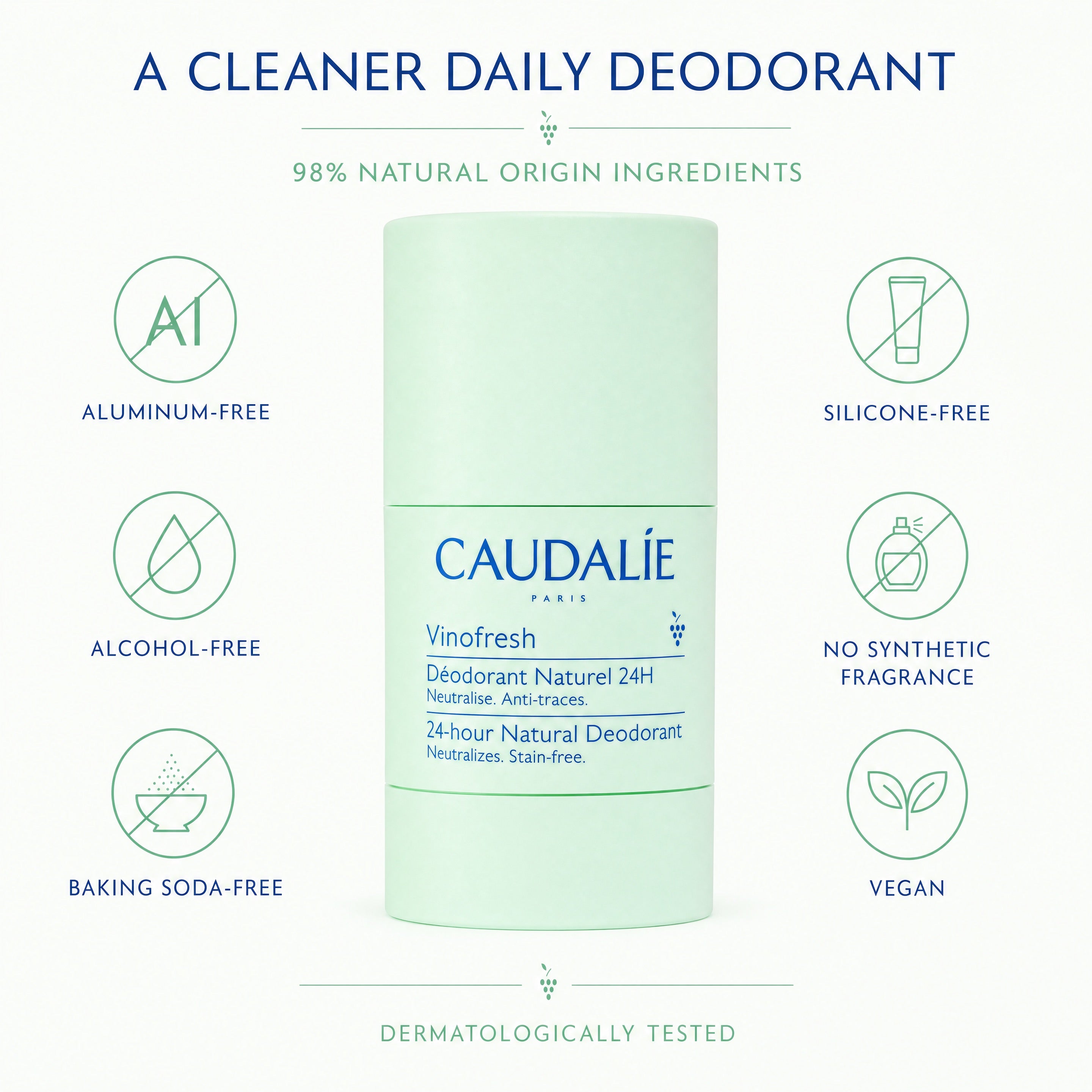 Caudalie Vinofresh Natural Deodorant – Aluminum-Free Vegan Formula