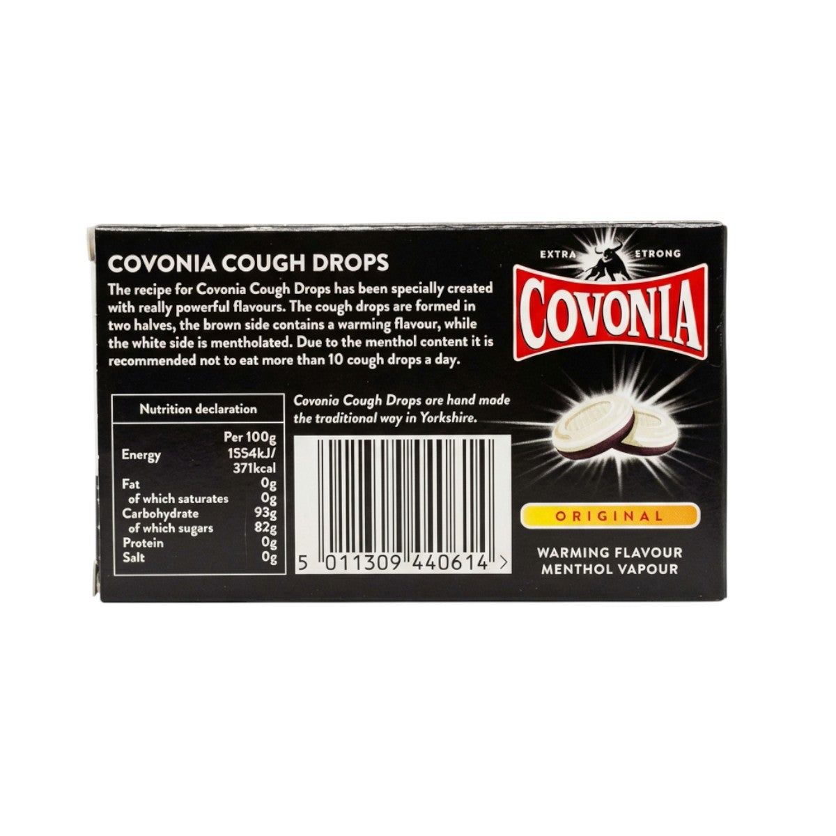 Covonia Original Double Impact Cough Drops back of pack