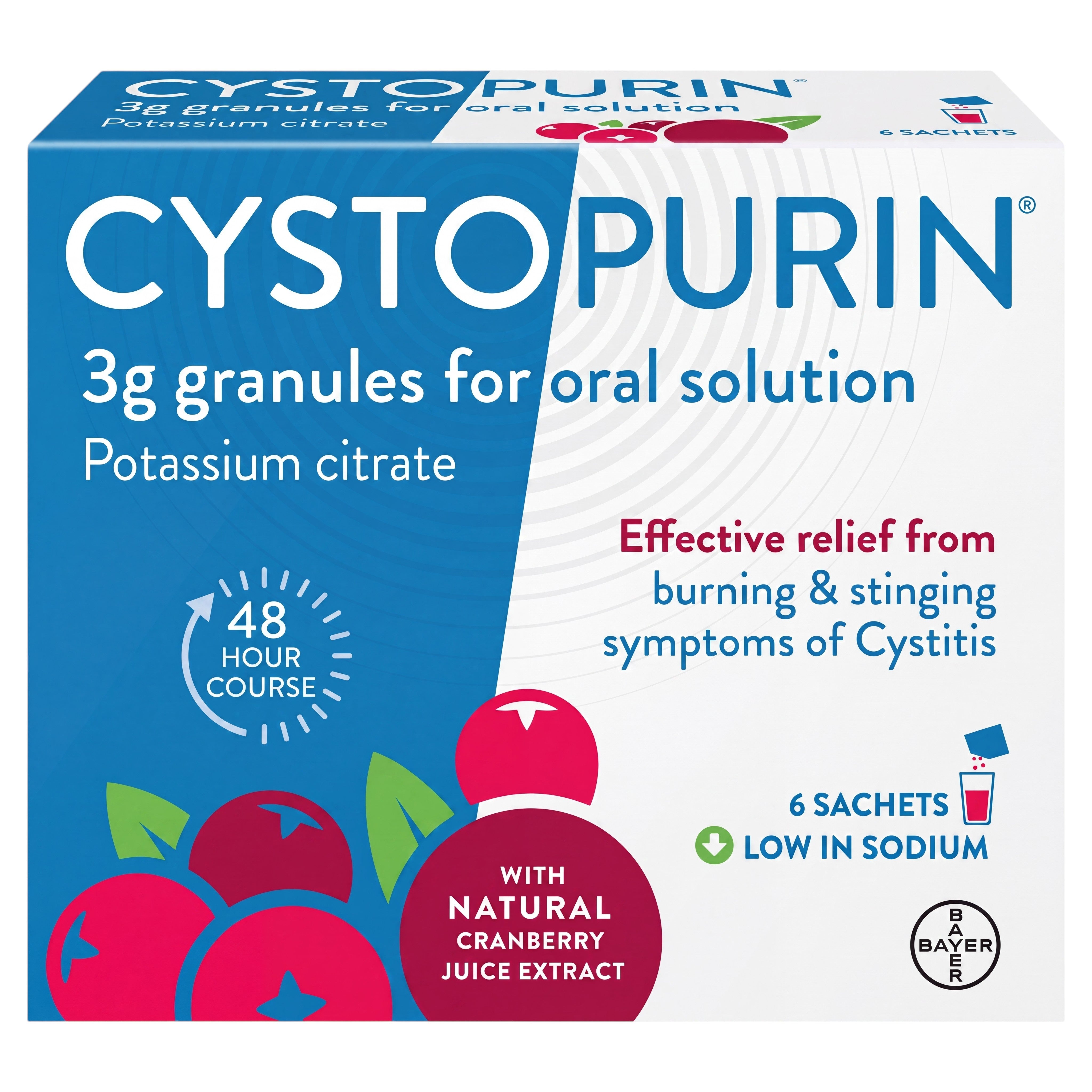 Cystopurin Potassium Citrate Cranberry 3 g 6 Sachets – Front