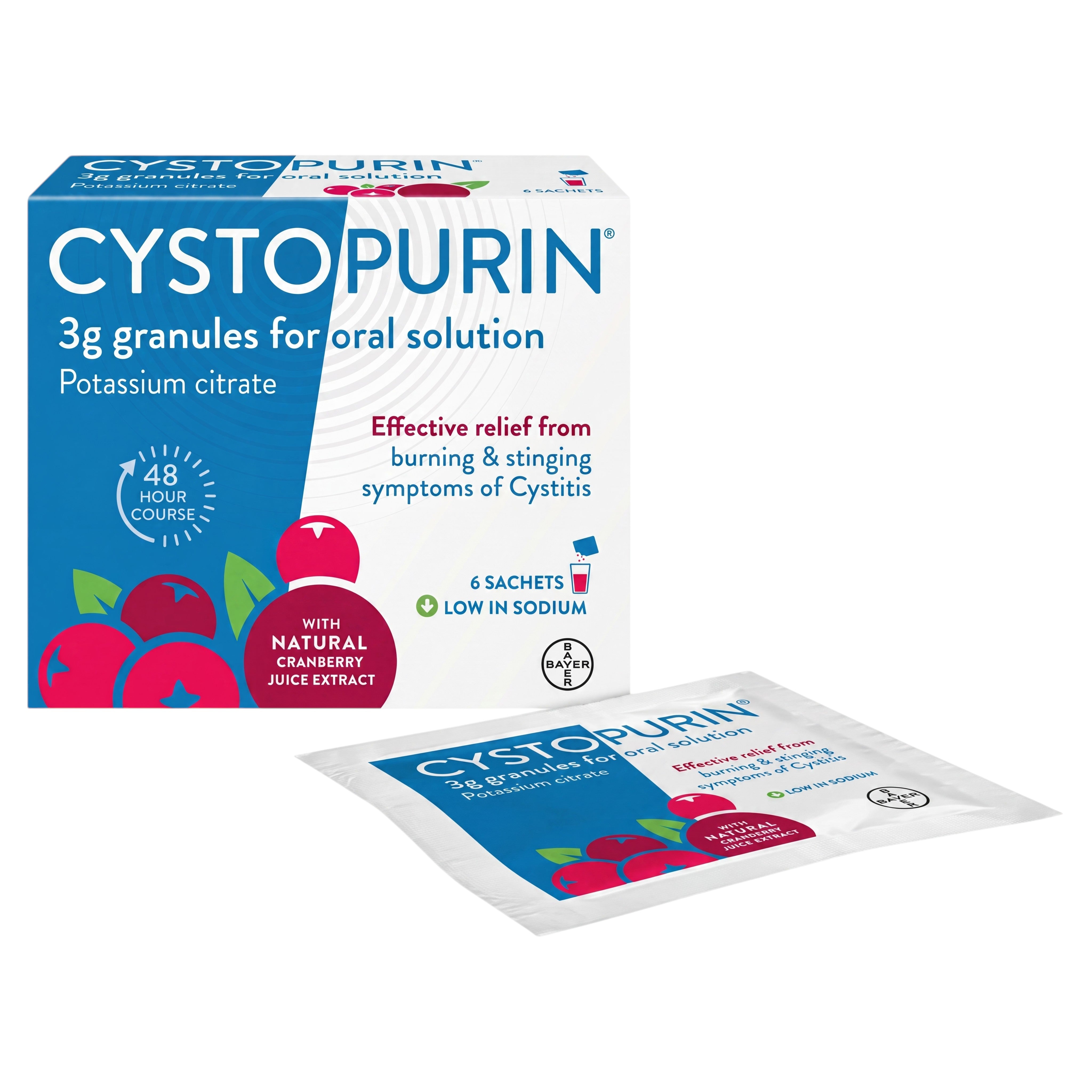 Cystopurin Potassium Citrate Cranberry Cystitis Relief 3 g – 6 Sachets