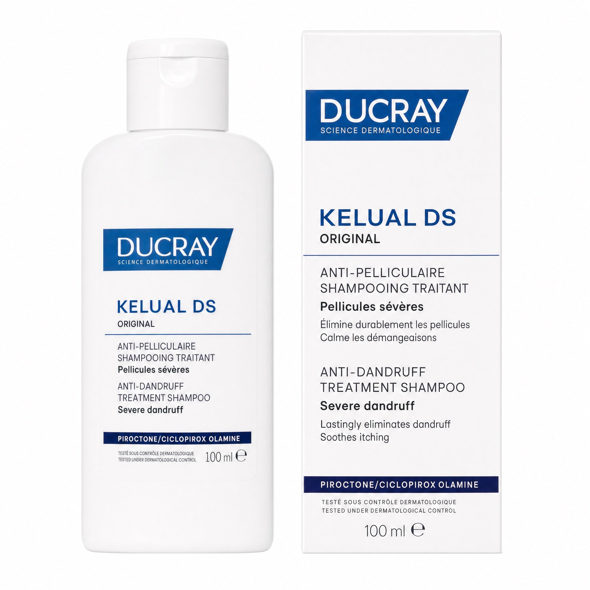 Ducray Kelual DS Anti-Dandruff Treatment Shampoo 100ml bottle with original retail box