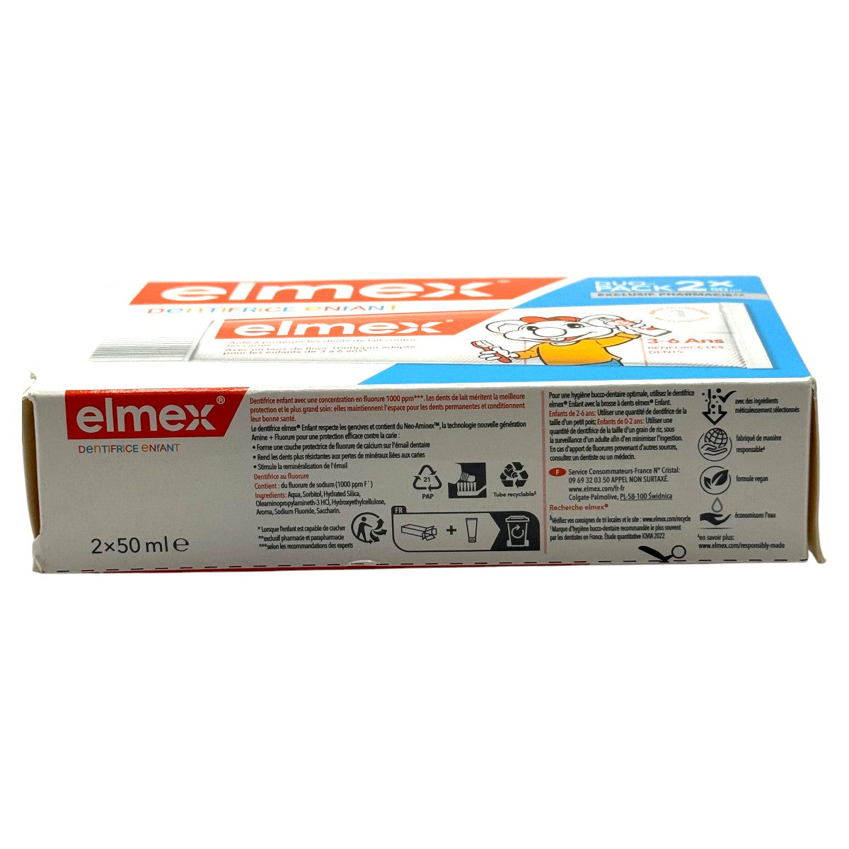 Elmex Kids Toothpaste 3–6 Years box with brushing method illustrations