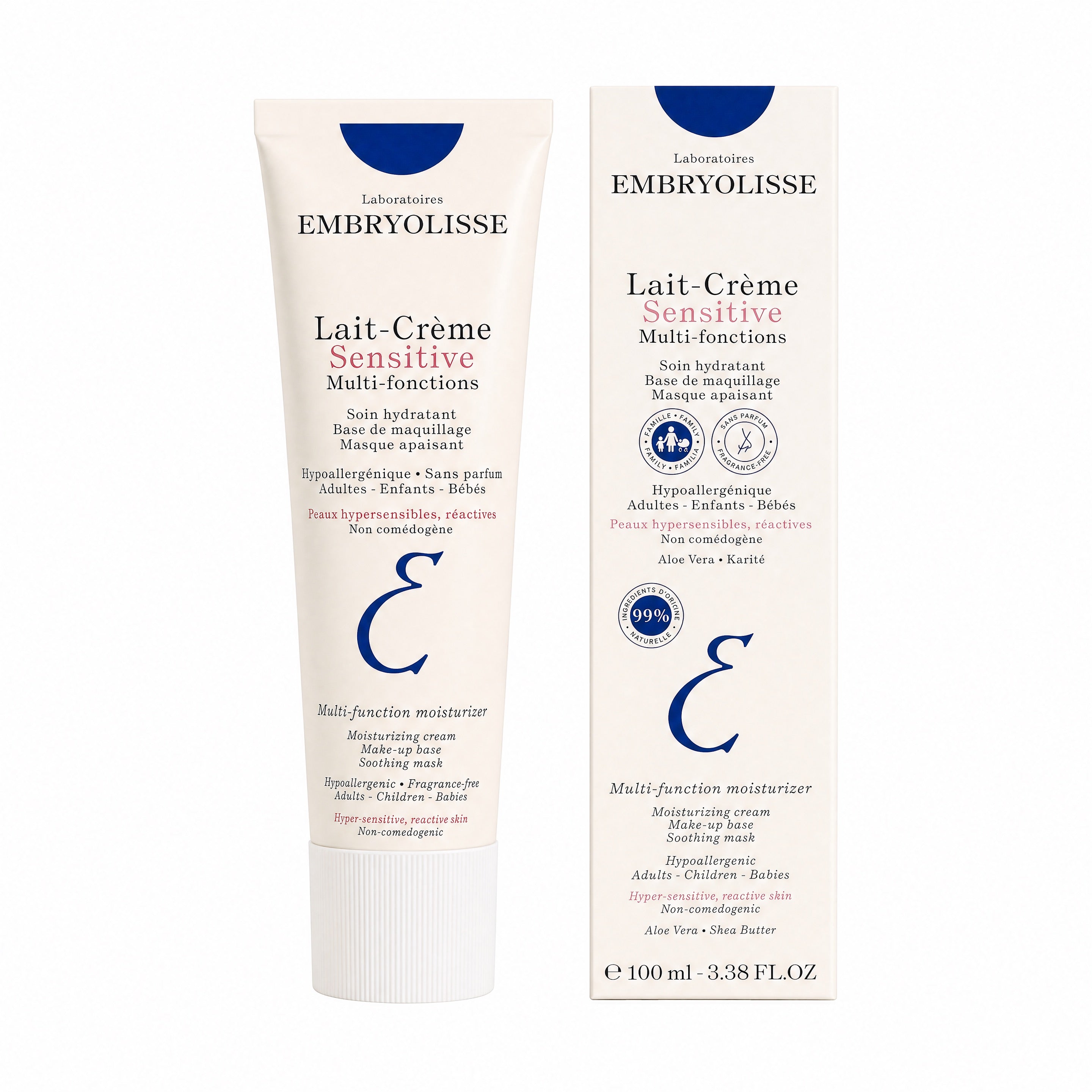 Embryolisse Lait-Crème Sensitive Fragrance-Free 100 ml – Tube and Box Front
