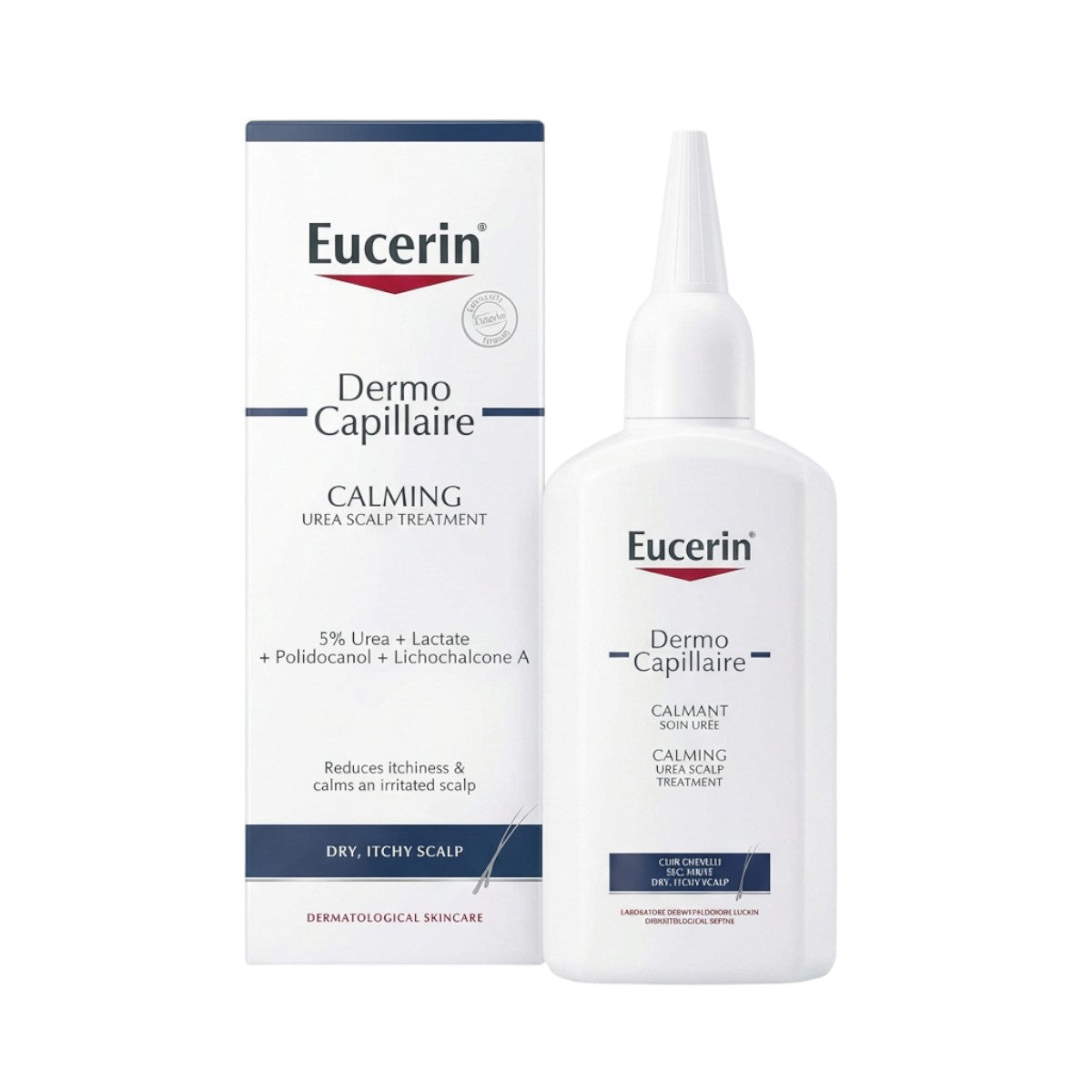 Eucerin DermoCapillaire Calming Urea Scalp Treatment 100ml – Front (Box & Bottle)