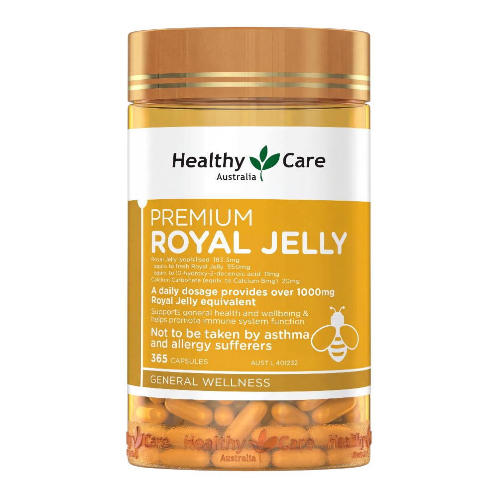 Healthy Care Premium Royal Jelly 365 Capsules – Front