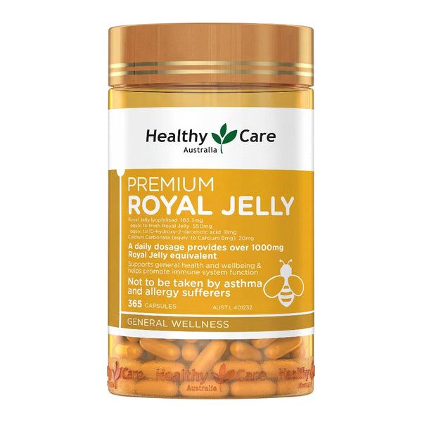 Healthy Care Premium Royal Jelly 365 Capsules – Front
