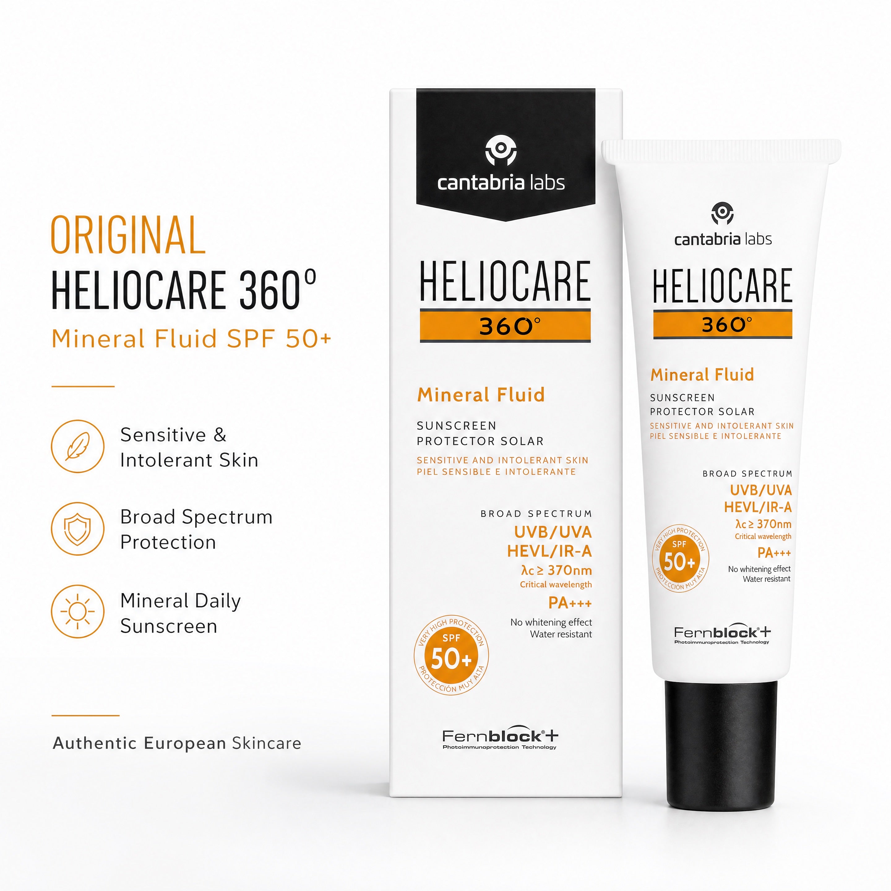 Heliocare 360 Mineral Fluid SPF 50+ – Original European Packaging