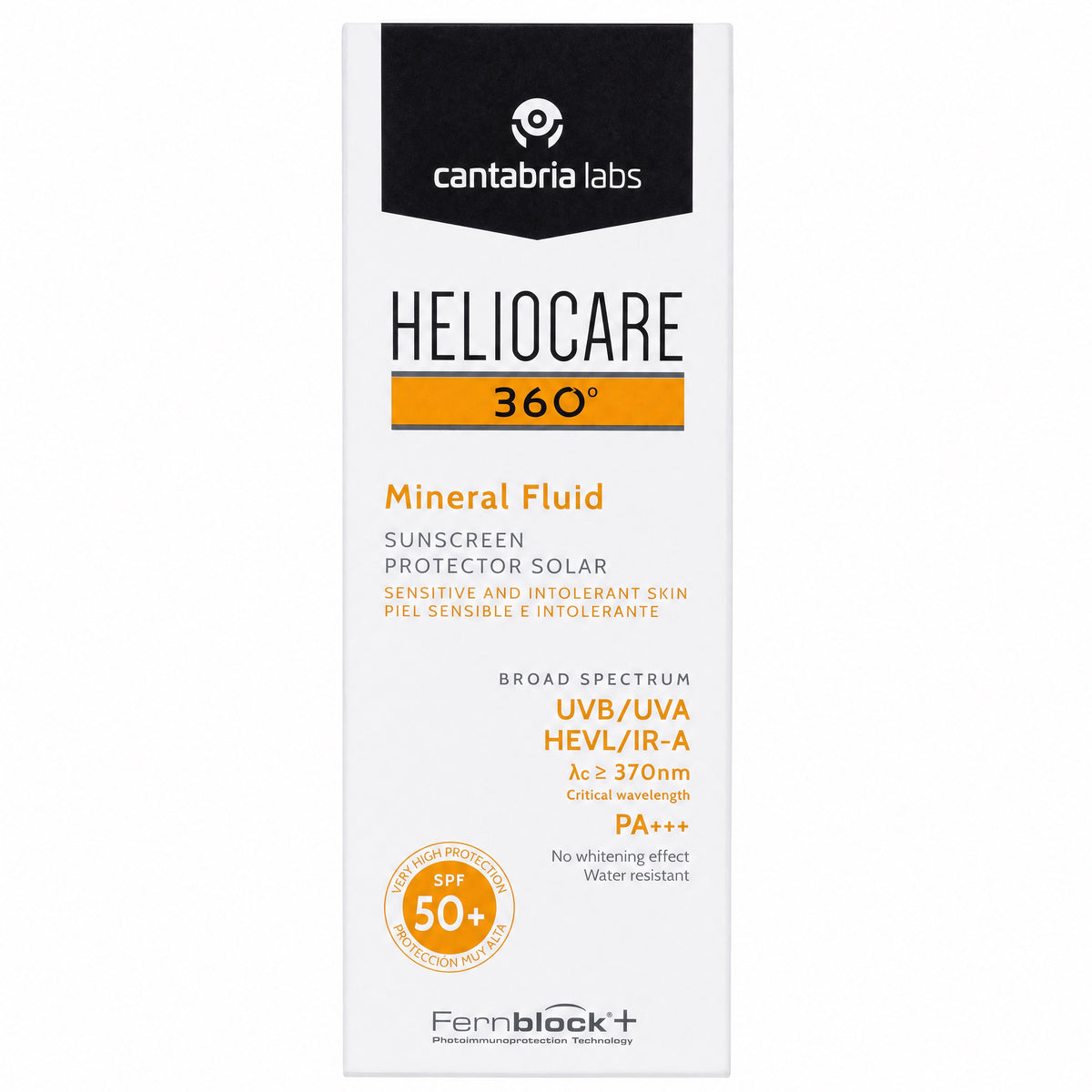 Heliocare 360 Mineral Fluid SPF 50+ 50ml – Box Front