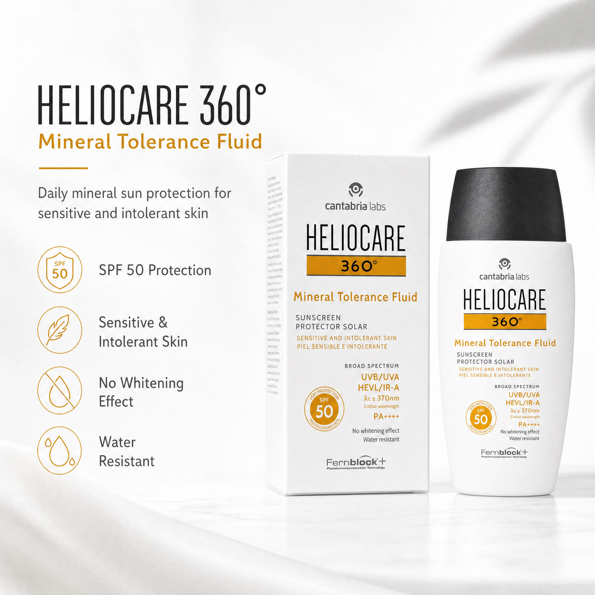 Heliocare 360 Mineral Tolerance Fluid SPF 50 – Broad Spectrum Mineral Sunscreen