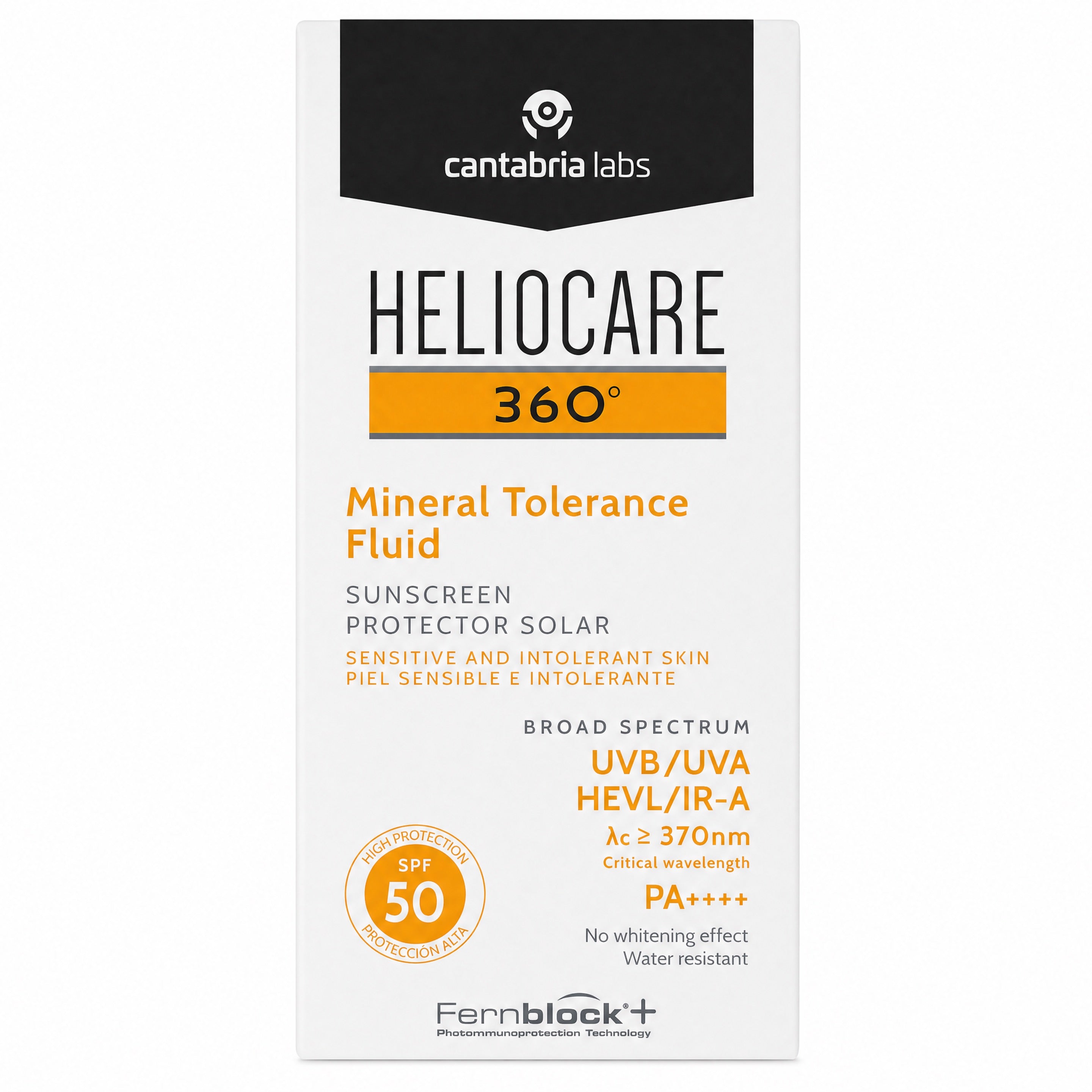 Heliocare 360 Mineral Tolerance Fluid SPF 50 – Box Front