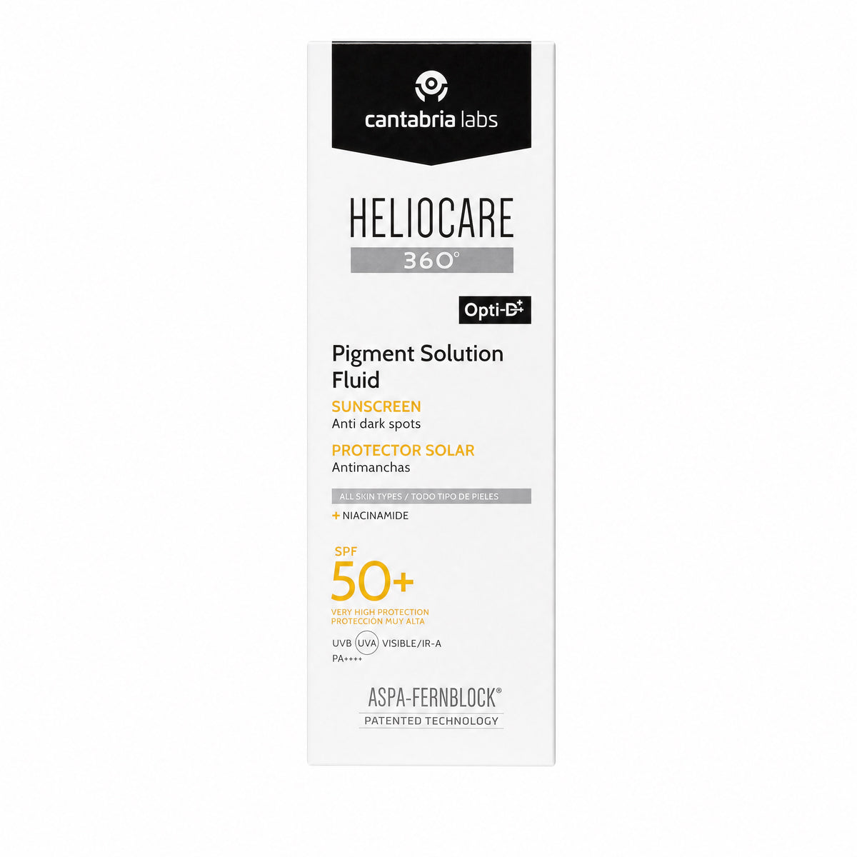 Heliocare 360 Pigment Solution Fluid SPF 50+ 50ml – Box Front