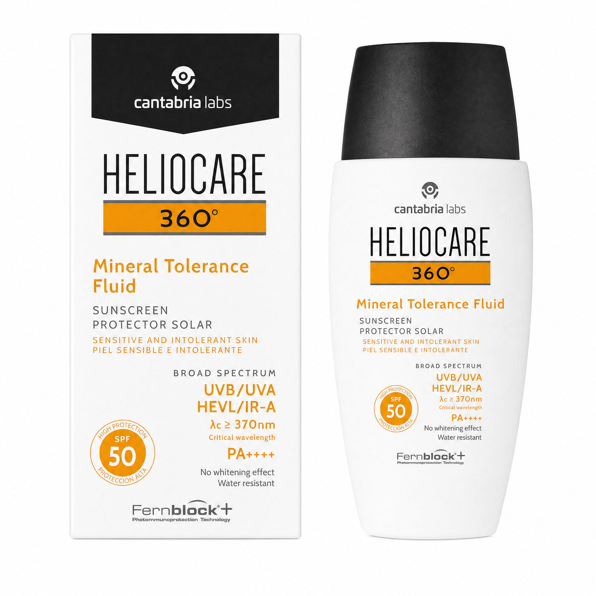 Heliocare 360 Mineral Tolerance Fluid SPF 50 50 ml – Front with Box