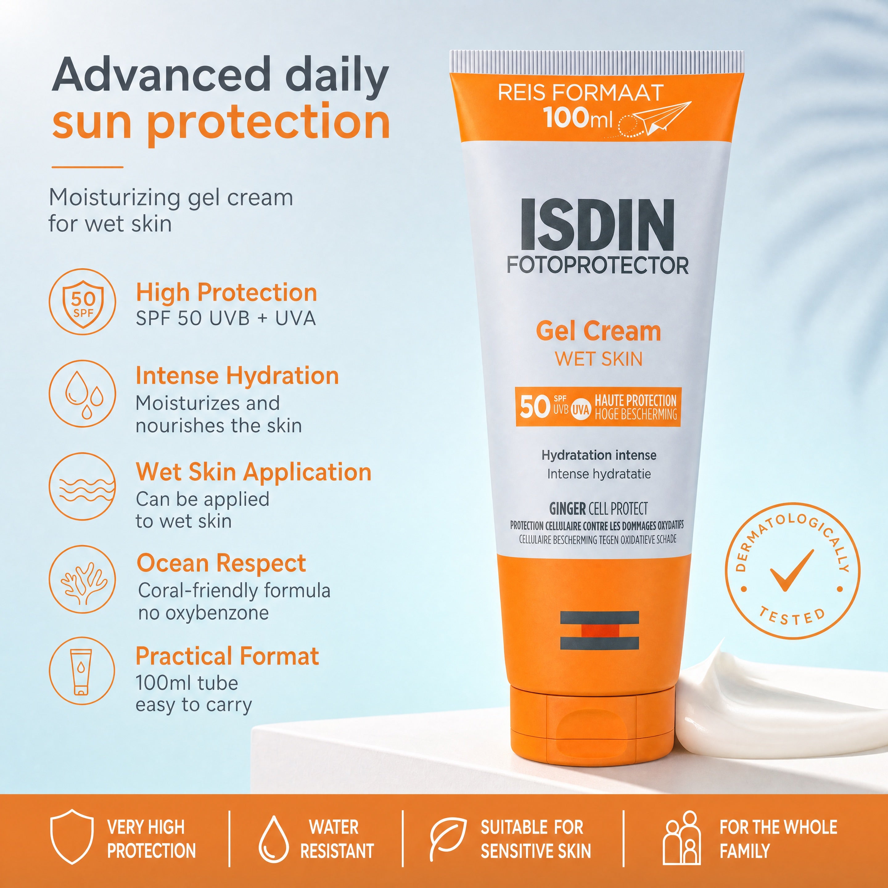 ISDIN Fotoprotector Gel Cream Wet Skin SPF 50+ 100ml – SPF 50 Water Resistant Sunscreen Benefits