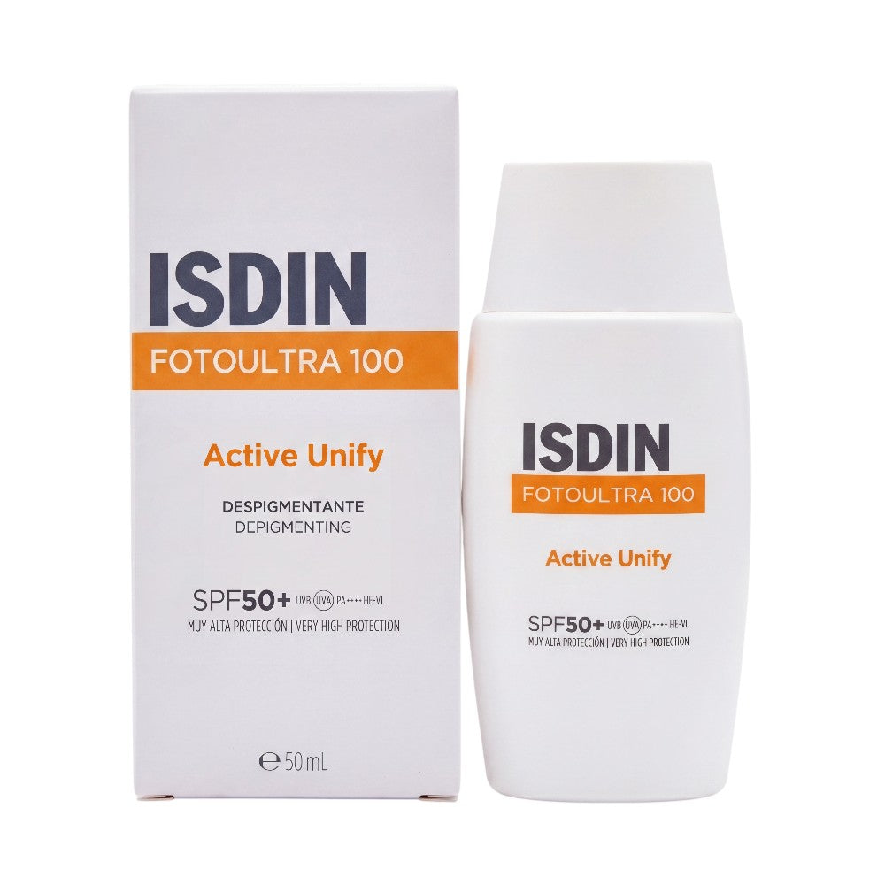 ISDIN FotoUltra 100 Active Unify SPF50+ 50ml – Bottle and Box