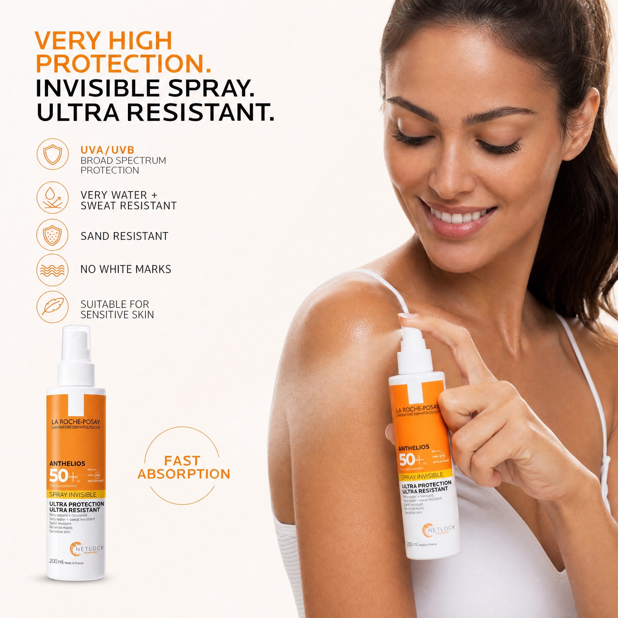 La Roche-Posay Anthelios Invisible Spray SPF50+ Easy Spray Application