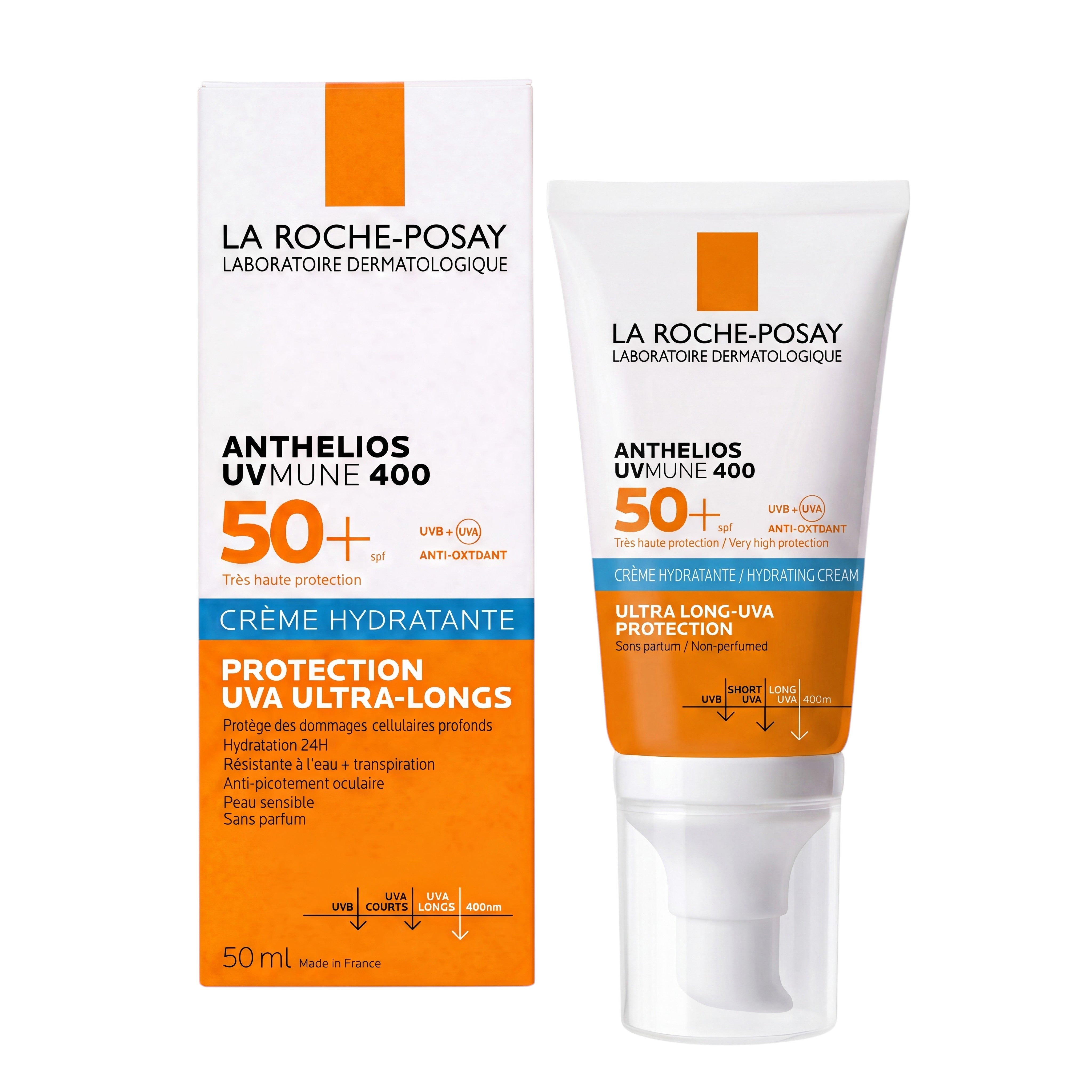 La Roche-Posay Anthelios UVMune 400 Hydrating Cream SPF50+ – Product and Box