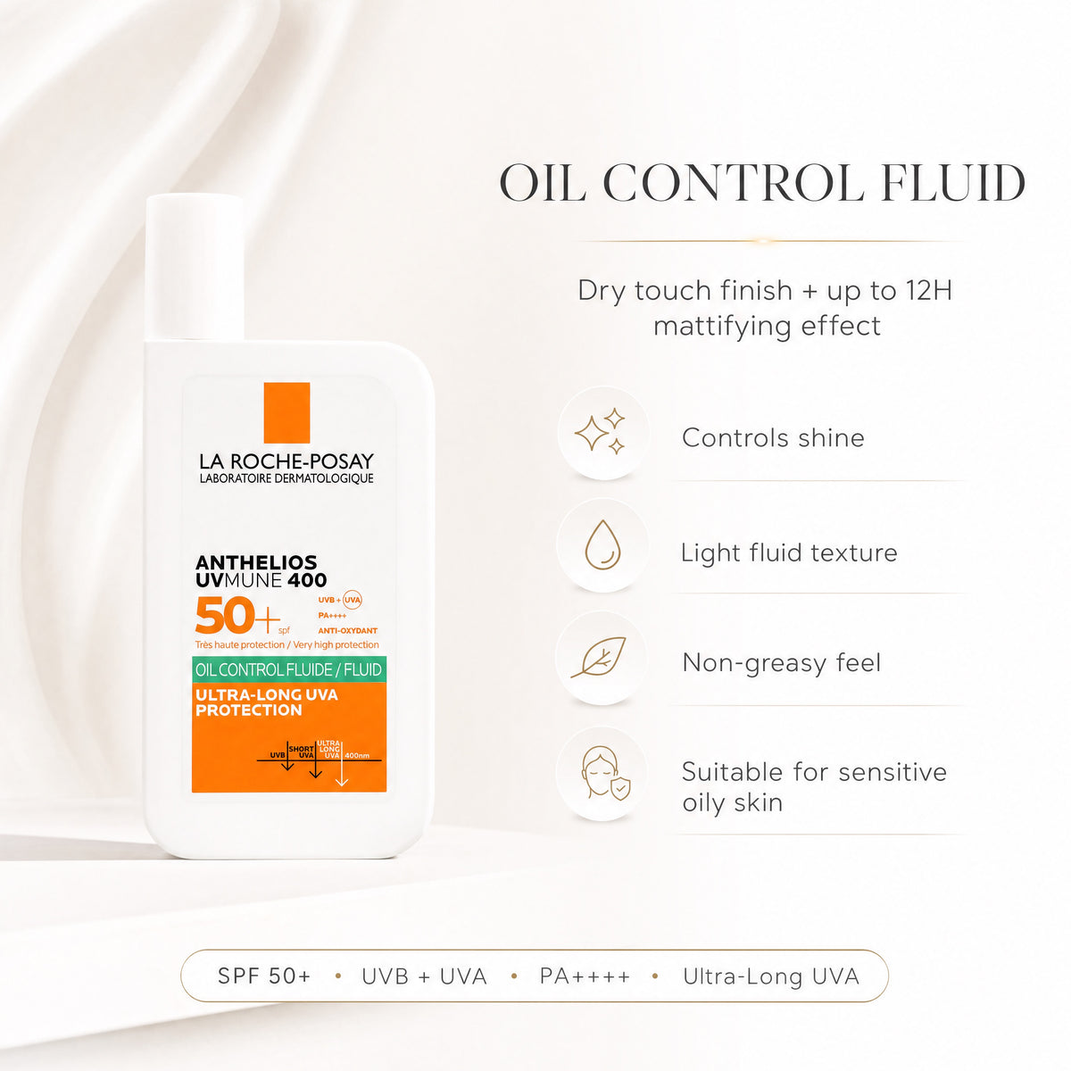 La Roche-Posay Anthelios UVMune 400 Oil Control Fluid – Dry Touch Mattifying Benefits