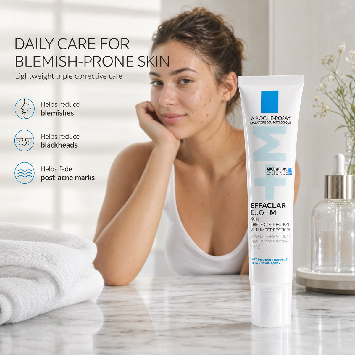 La Roche-Posay Effaclar Duo+M 40 ml – skincare lifestyle image for blemish-prone skin