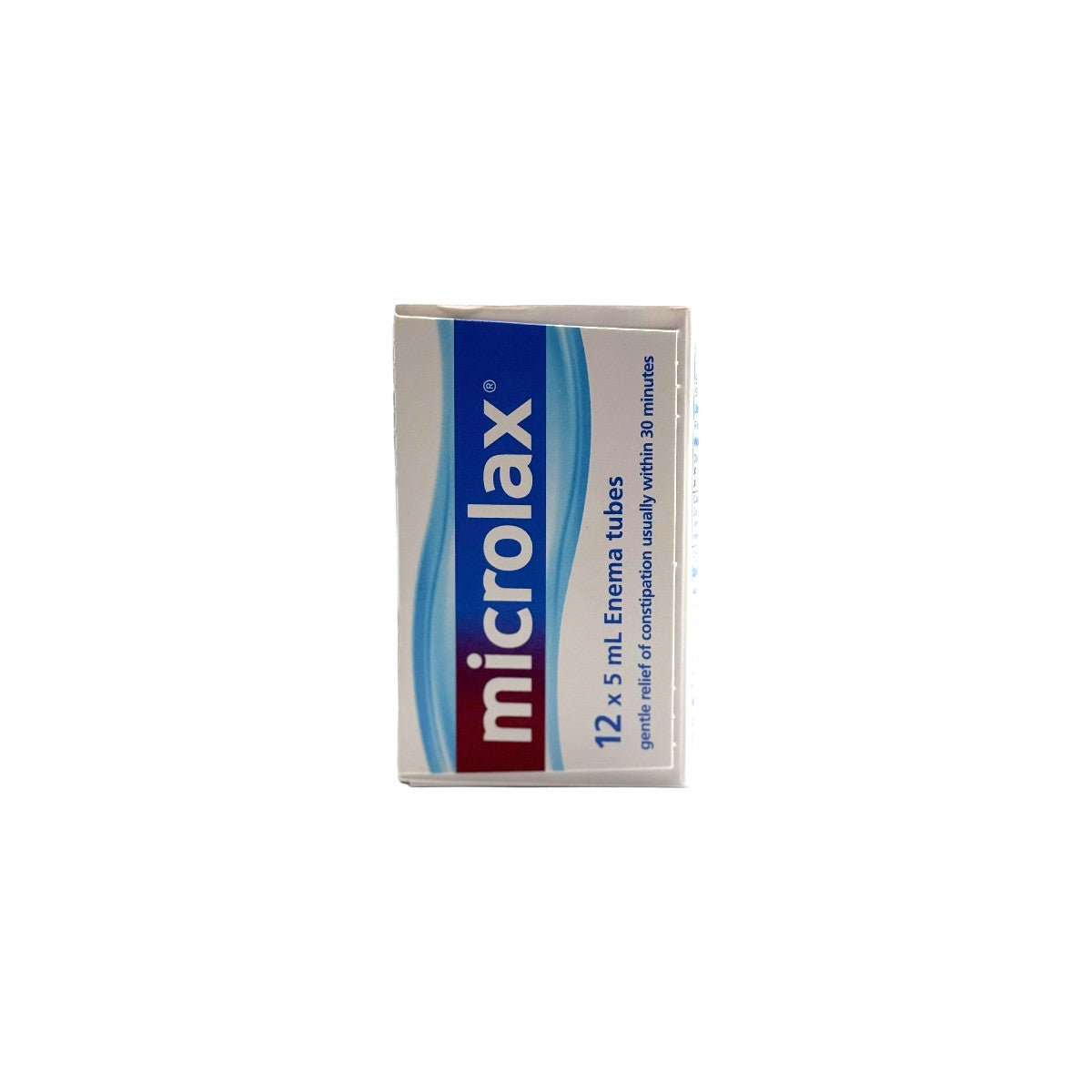 Microlax Enema 12 x 5mL side panel with dosage details