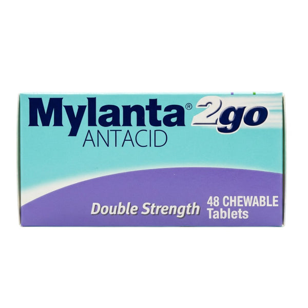 Mylanta 2go Antacid Double Strength Lemon Mint 48 Tablets – Side