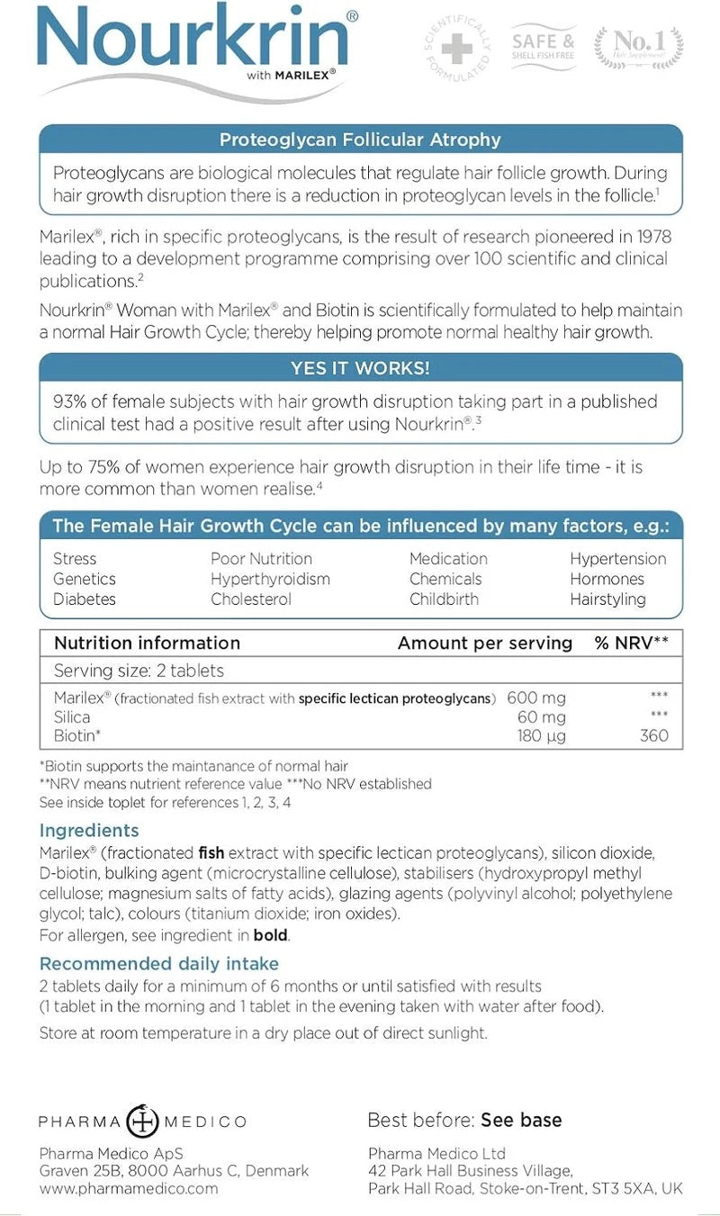 Nourkrin Woman with Marilex 180 Tablets – Ingredients and Directions
