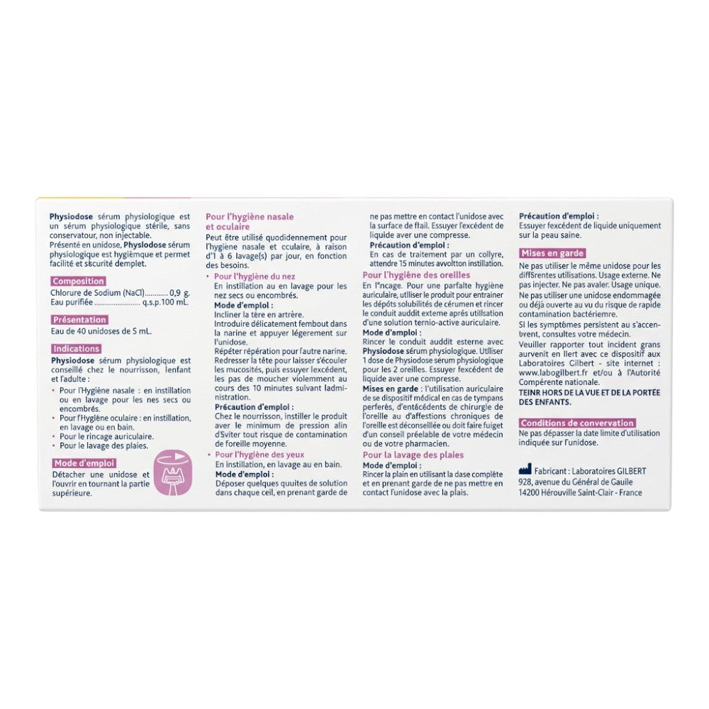 Physiodose Saline Solution Single-Dose 40x5 mL – Back