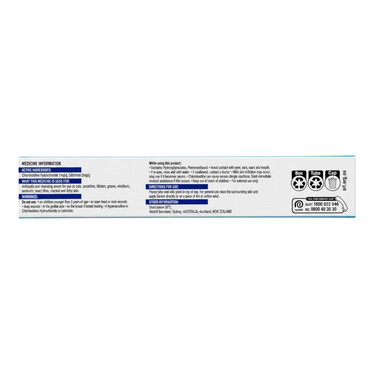 Savlon Antiseptic Cream 75g – Product Information Panel