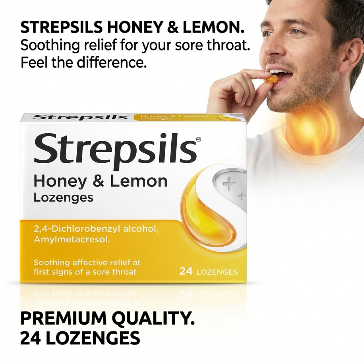 Strepsils Honey & Lemon Lozenges – In Use for Sore Throat Relief