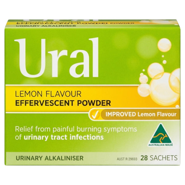 Ural Lemon Flavour Effervescent Powder 28 Sachets – Front Box