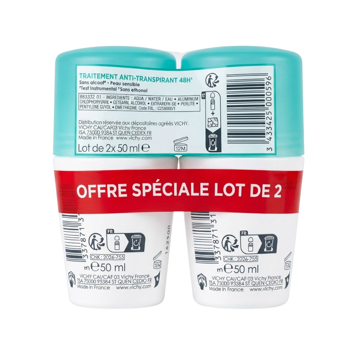 Vichy 48H Anti-Transpirant Roll-On Duo – Back