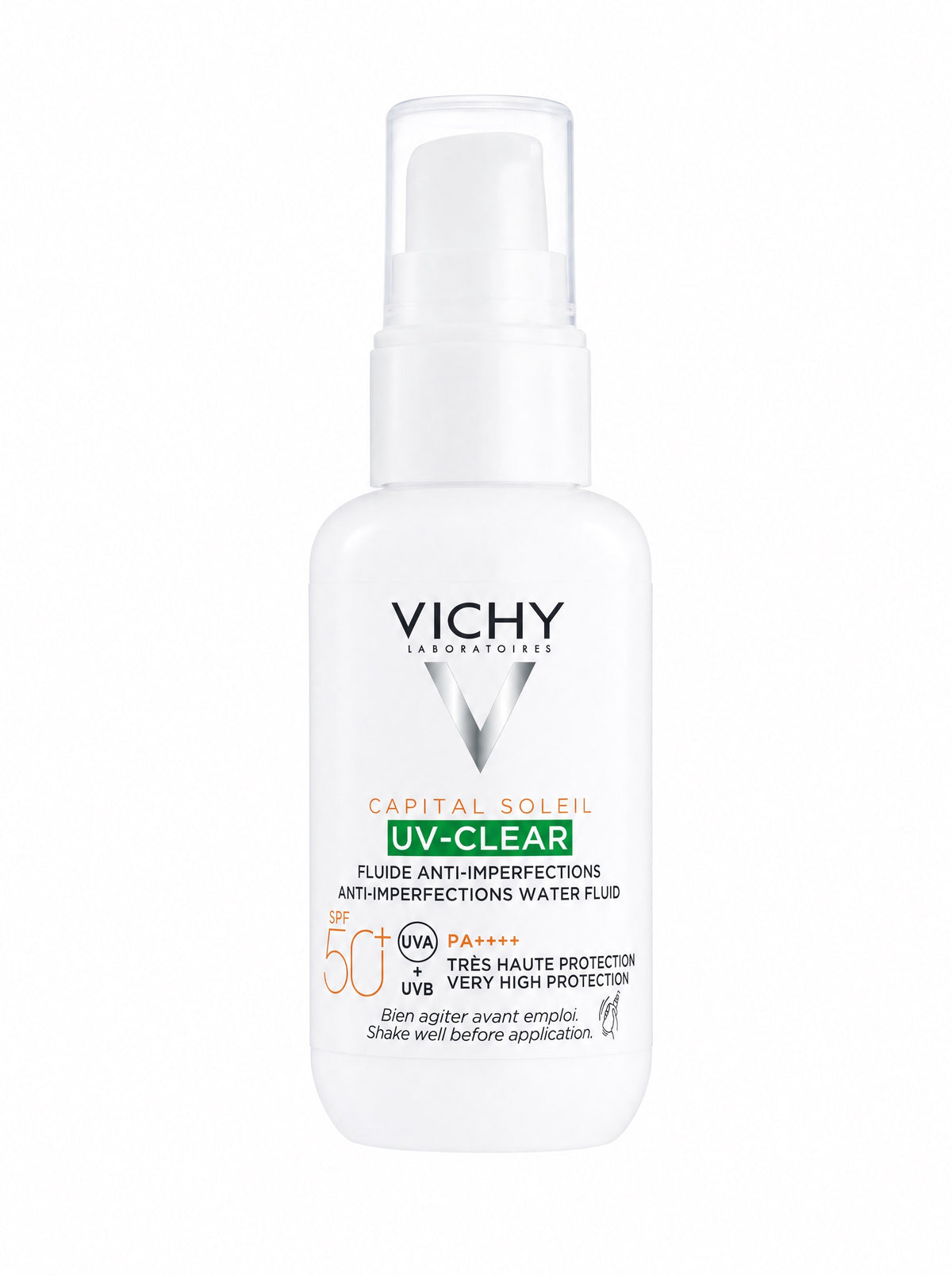 Vichy Capital Soleil UV-Clear SPF 50+ Anti-Imperfections Water Fluid 40ml – Front Bottle